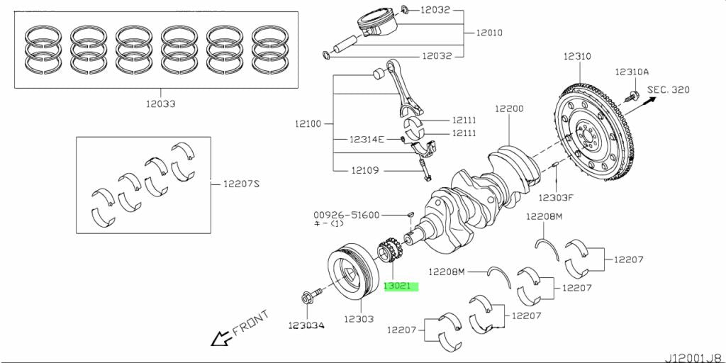 NISSAN GTR R35 OEM SPROCKET CRANKSHAFT 13021-JF00A
