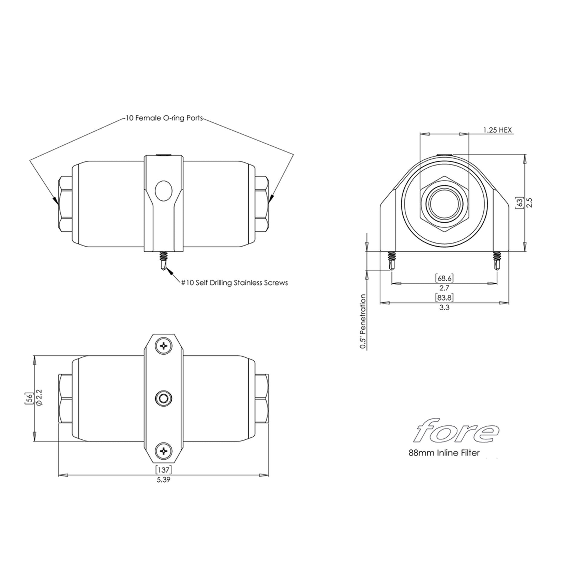 88MM INLINE FUEL FILTER | FORE INNOVATIONS
